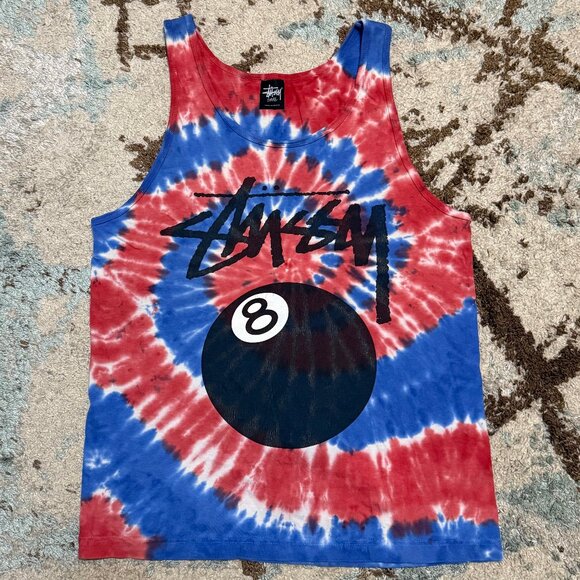 Stussy Tie Dye 8 Ball Tank Top Shirt Size Small Skate Surf Y2K - Picture 1 of 5